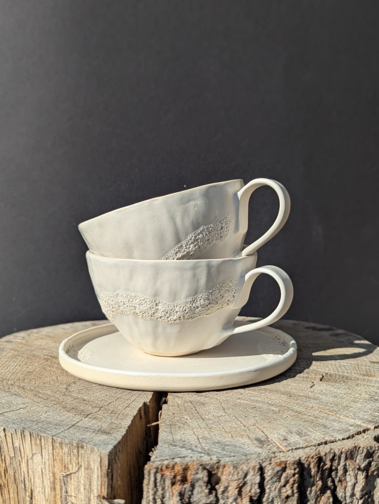 filiżanka melon z talerzykiem