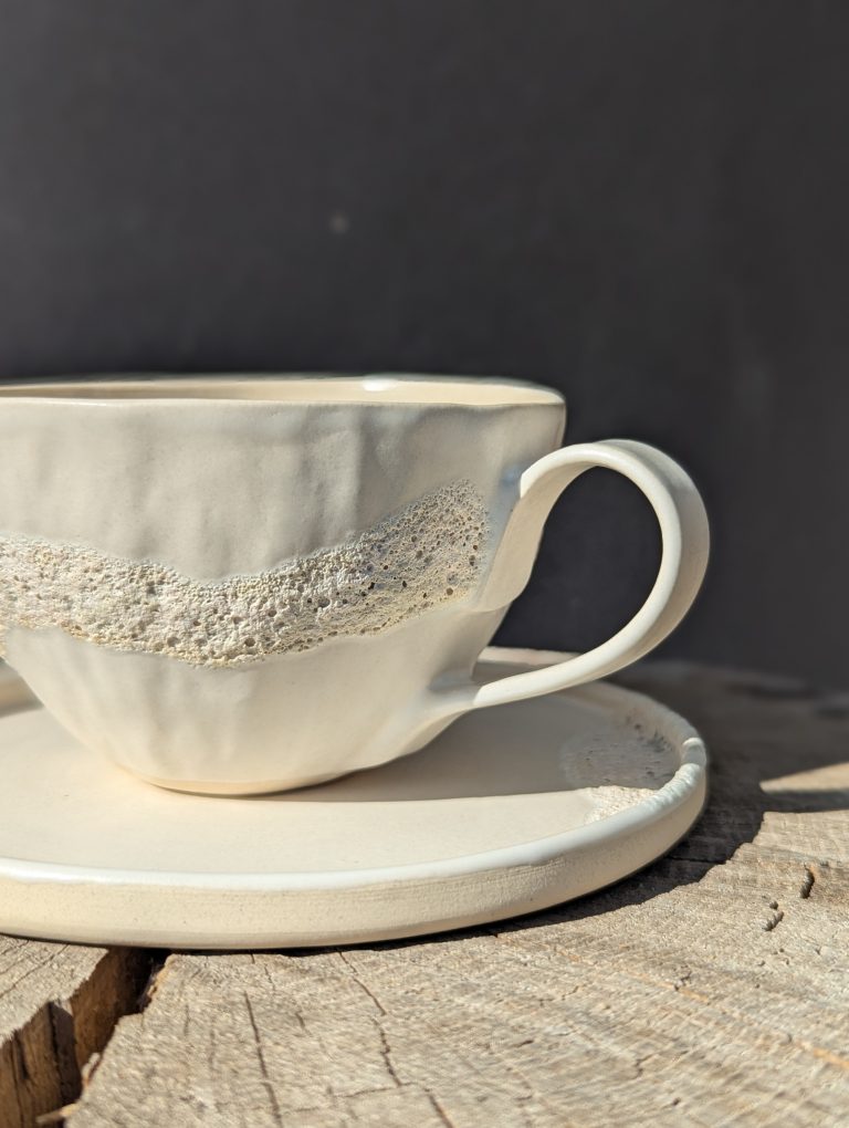 filiżanka melon z talerzykiem